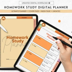 Homework Study Digital Planner Goodnotes Academic Planner, Portrait Digital Planner iPad, Student Planner iPad, College Academic Agenda